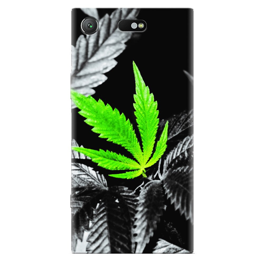 Husa silicon pentru Sony Xperia XZ Compact, Trippy Pot Leaf Green