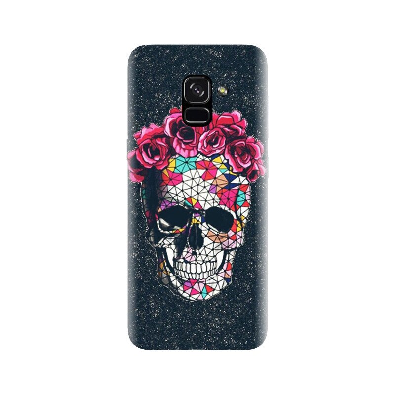 Husa silicon pentru Samsung Galaxy A5 2018, Colorful Skull Roses Space