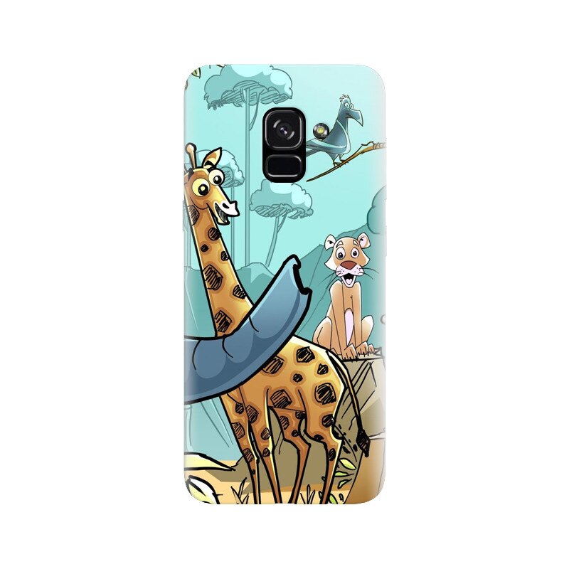 Husa silicon pentru Samsung Galaxy A5 2018, Children Drawings Elephants Giraffes Lions