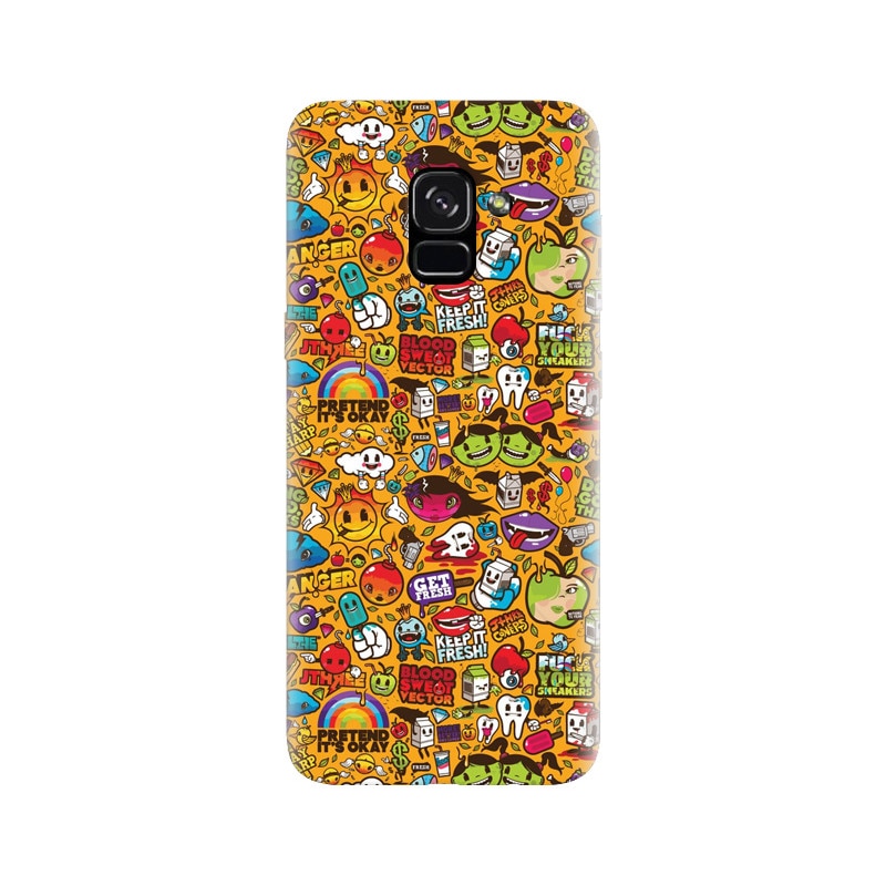 Husa silicon pentru Samsung Galaxy A5 2018, Colorful Sticker Illustrations