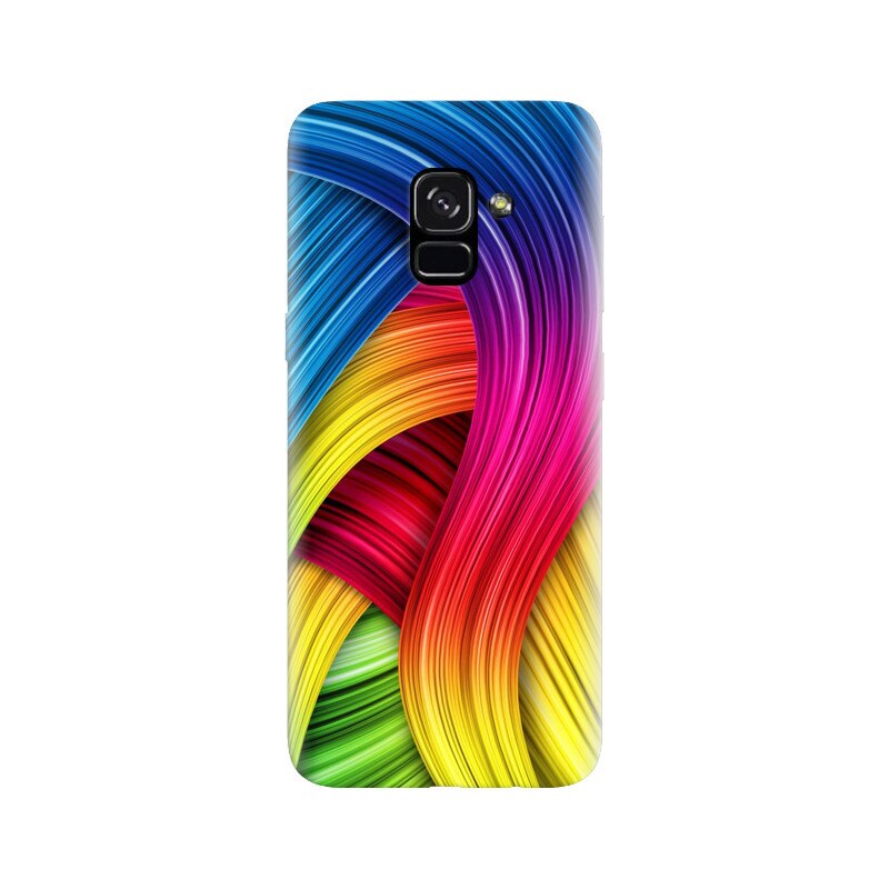 Husa silicon pentru Samsung Galaxy A5 2018, Curly Colorful Rainbow Lines Illustration