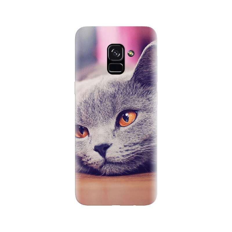 Husa silicon pentru Samsung Galaxy A5 2018, British Shorthair Cat Yellow Eyes Portrait