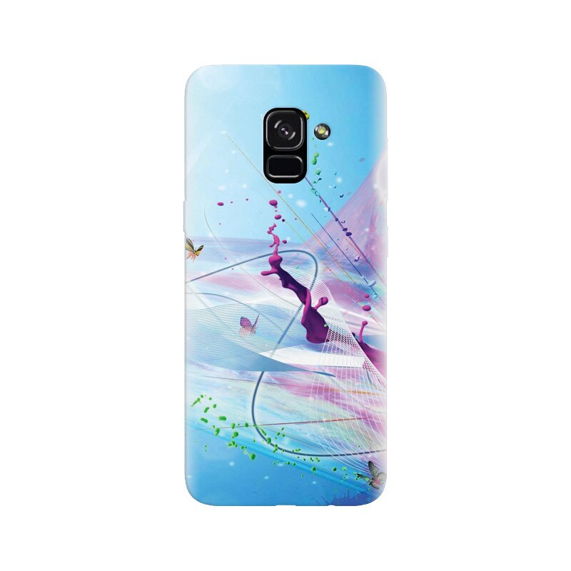 Husa silicon pentru Samsung Galaxy A5 2018, Artistic Paint Splash Purple Butterflies