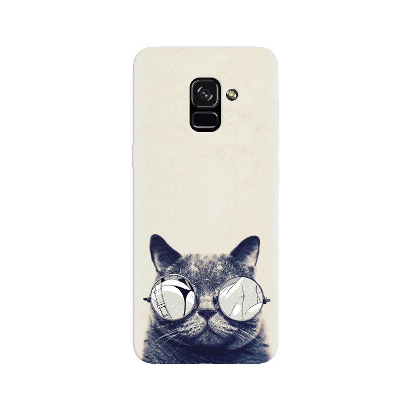 Husa silicon pentru Samsung Galaxy A5 2018, Cool Cat Glasses