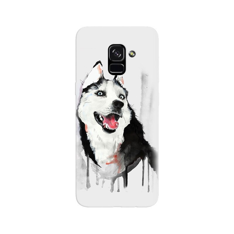 Husa silicon pentru Samsung Galaxy A5 2018, Husky Dog Watercolor Illustration
