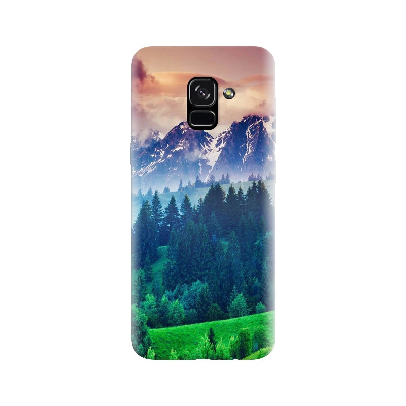 Husa silicon pentru Samsung Galaxy A5 2018, Forest Hills Snowy Mountains And Sunset Clouds