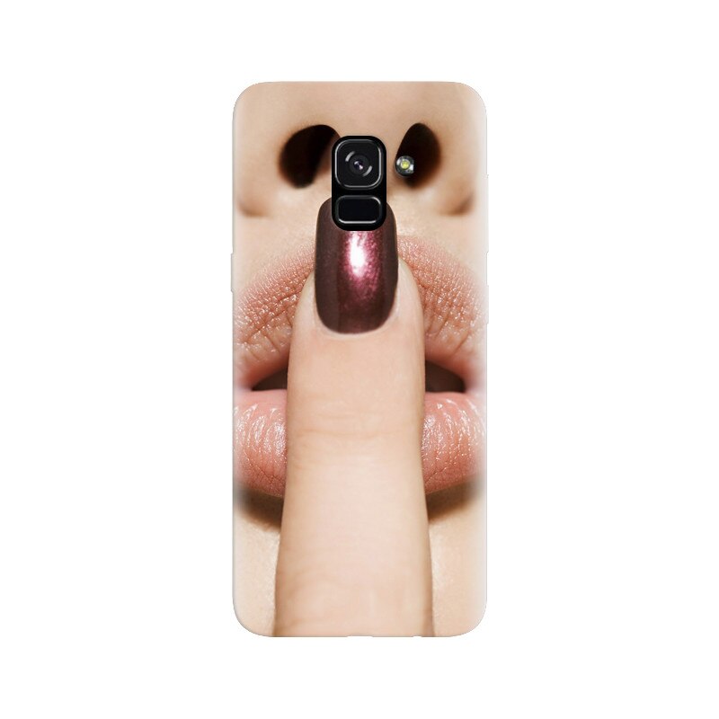 Husa silicon pentru Samsung Galaxy A5 2018, Finger Purple Nailpolish Girl Lips