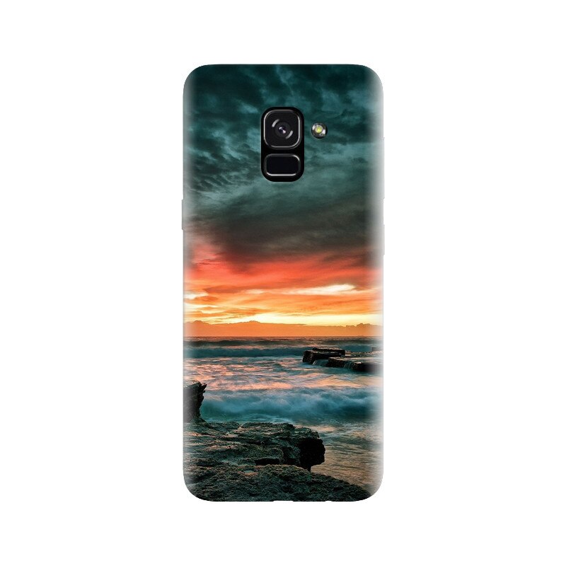 Husa silicon pentru Samsung Galaxy A5 2018, Dramatic Rocky Beach Shore Sunset