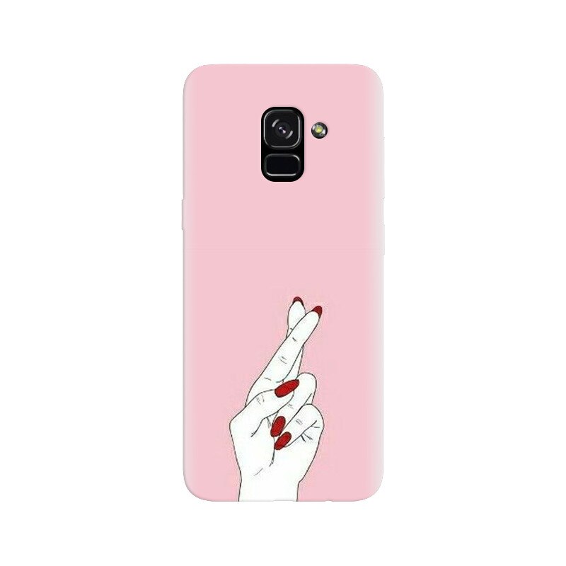 Husa silicon pentru Samsung Galaxy A5 2018, Pink Finger Cross