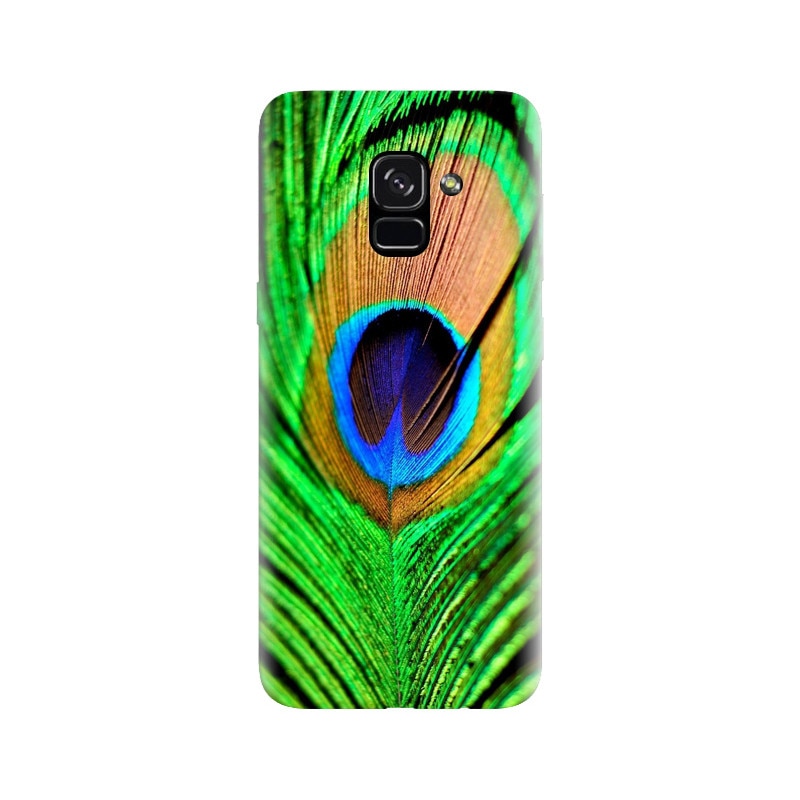 Husa silicon pentru Samsung Galaxy A5 2018, Peacock Feather Green Blue