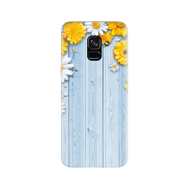 Husa silicon pentru Samsung Galaxy A5 2018, Sunflower On Blue Wood