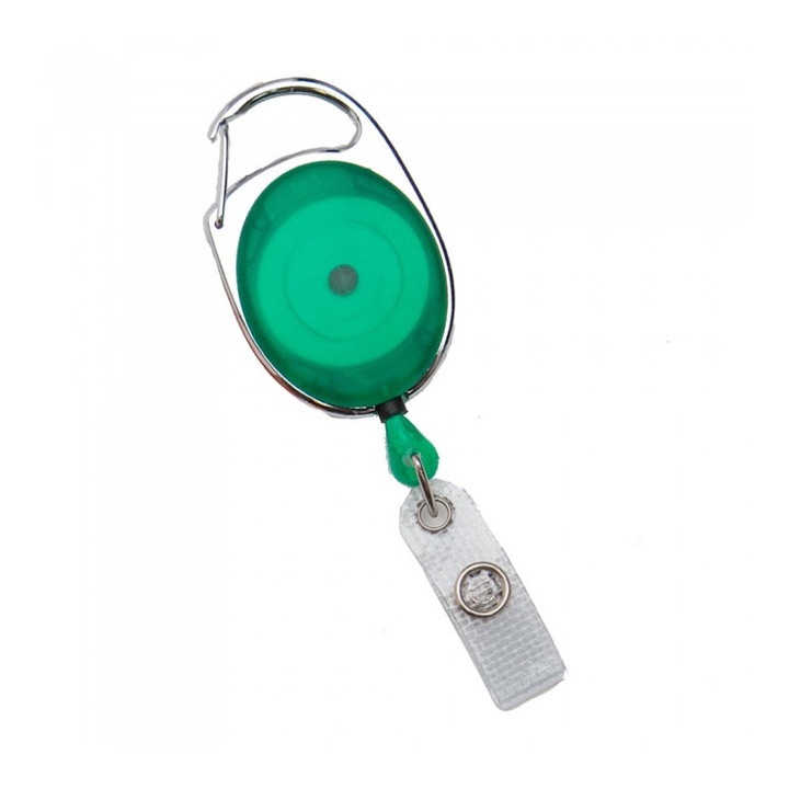 Rola ( snur ) retractabila cu clips pentru legitimatie, CardKeep, model Premier, Verde transparent
