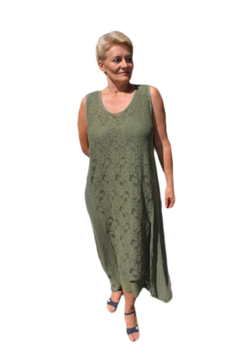 Rochie lejera, confortabila, masura mare, D&J Exclusive, Verde-Inchis