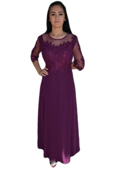 Rochie feminina, lunga de seara,maneci din voal,D&J Exclusive,Plamaniu,54 EU, Mov Rochie feminina, lunga de seara,maneci din voal,D&J Exclusive,Plamaniu,54 EU, Mov