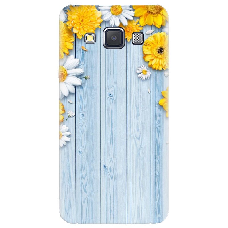 Husa silicon pentru Samsung Galaxy A3, Sunflower On Blue Wood
