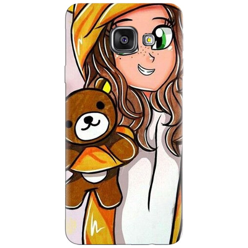 Husa silicon pentru Samsung Galaxy A7 2016, Girl With Little Bear
