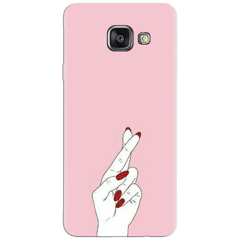 Husa silicon pentru Samsung Galaxy A7 2016, Pink Finger Cross