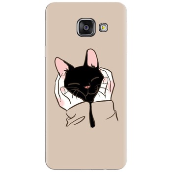 Husa silicon pentru Samsung Galaxy A7 2016, Th Black Cat In Hands Husa silicon pentru Samsung Galaxy A7 2016, Th Black Cat In Hands