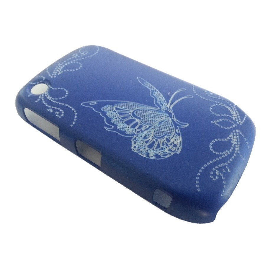 Husa Blackberry Curve 8520 din Plastic Model Fluture Brodat Culoare Albastra