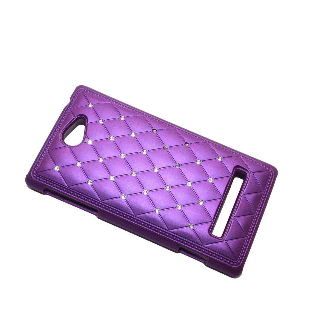 Husa HTC 8S- Diamond Fancy - Plastic mov cu pietricele