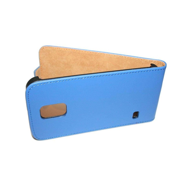Кейс Съвместим с модел Samsung Galaxy S5 G900 SLIM от синя ЕКО кожа