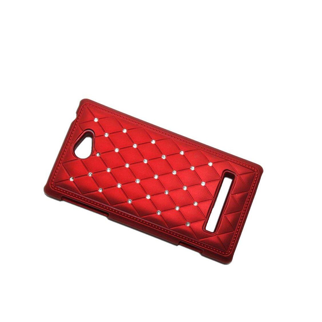 Husa HTC 8S- Diamond Fancy - Plastic rosu cu pietricele