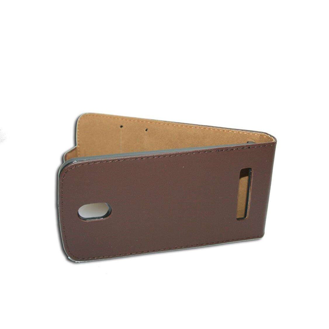 Husa HTC Desire 500 model BEST SLIM din Piele ECO maro inchis