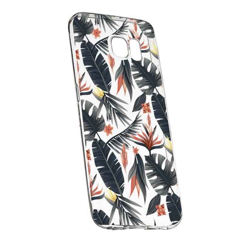 Husa Silicon, Transparent, Slim, Tropical Pattern, Samsung Galaxy S7
