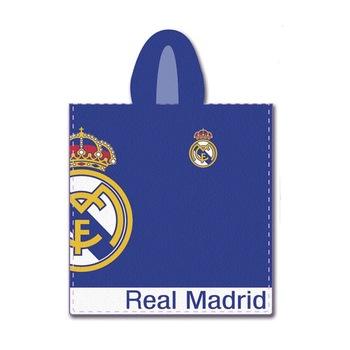 Poncho Real Madrid cu gluga, bumbac Poncho Real Madrid cu gluga, bumbac