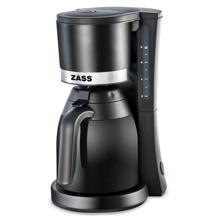 Кафемашина с термос Zass ZCM 11, Мощност 800W, Капацитет 6-8 чаши, Стъклена термос чаша 1L, Подвижен постоянен филтър, Функция за поддържане на топлината
