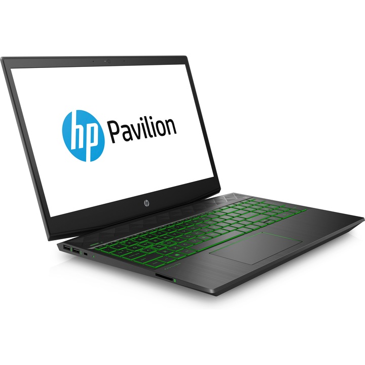Laptop Gaming HP Pavilion 15-cx0008nq cu procesor Intel® Core™ i7-8750H pana la 4.10 GHz, Coffee Lake, 15.6", Full HD, IPS, 8GB, 1TB, NVIDIA® GeForce® GTX 1050 Ti 4GB, Free DOS, Black