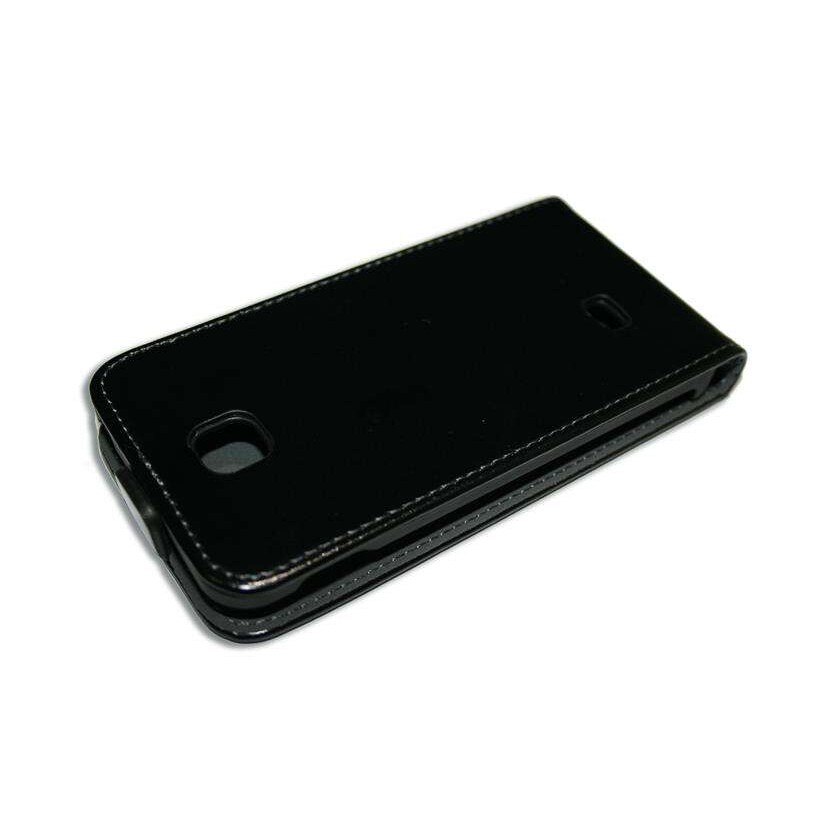 Husa LG Optimus F5 P875 - model SLIM flip din piele ECO neagra