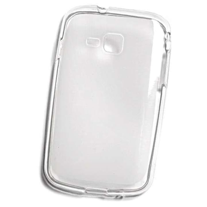 Кейс Съвместим с Samsung Galaxy Y Pro Duos B5512 бял-прозрачен силикон