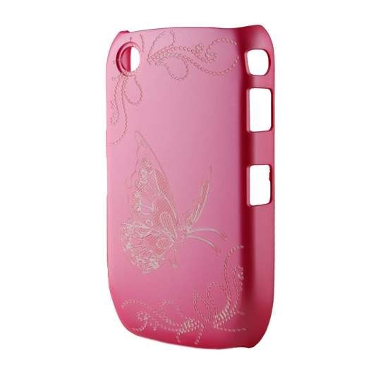 Husa Blackberry Curve 8520 din Plastic Model Fluture Brodat Culoare Roz
