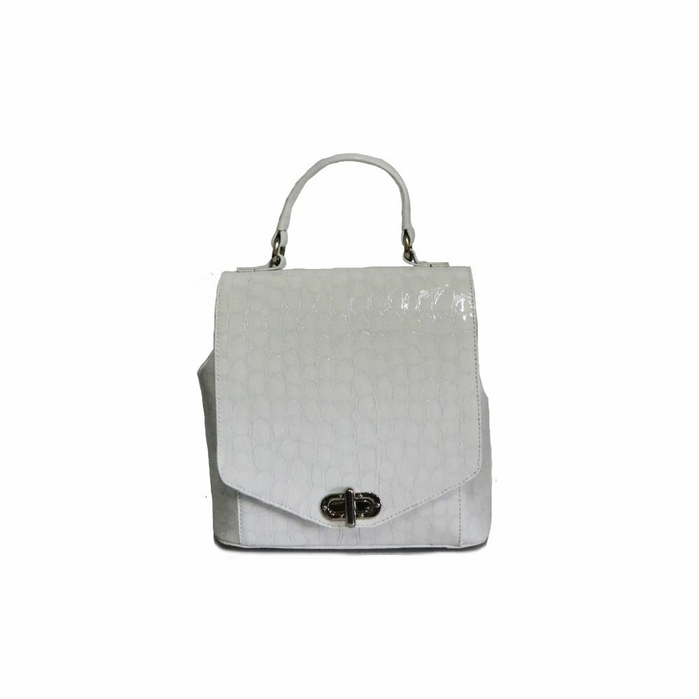 Geanta dama,Zea,piele naturala,alb croco