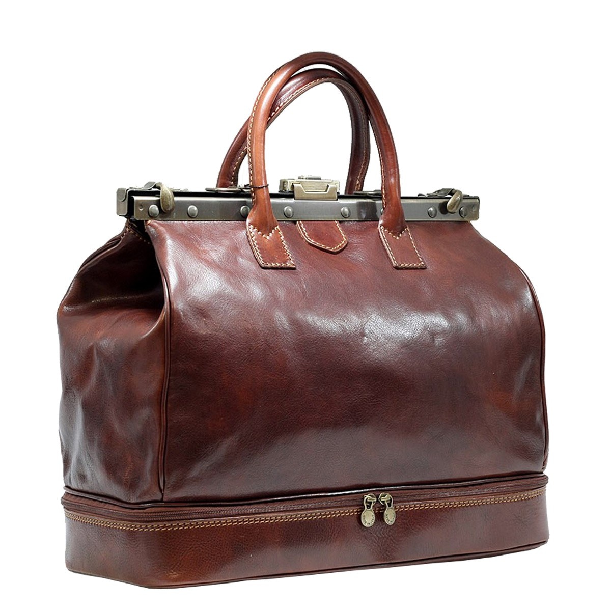 Geanta de voiaj coniac, Suveran, din piele naturala vacchetta