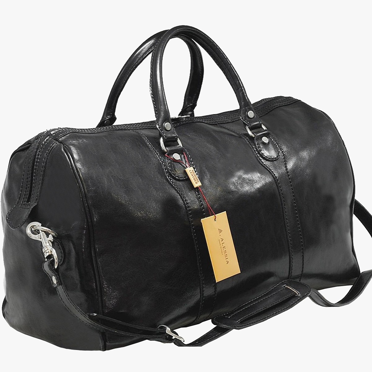 Geanta de voiaj neagra, Suveran, din piele naturala vachetta, made in italy