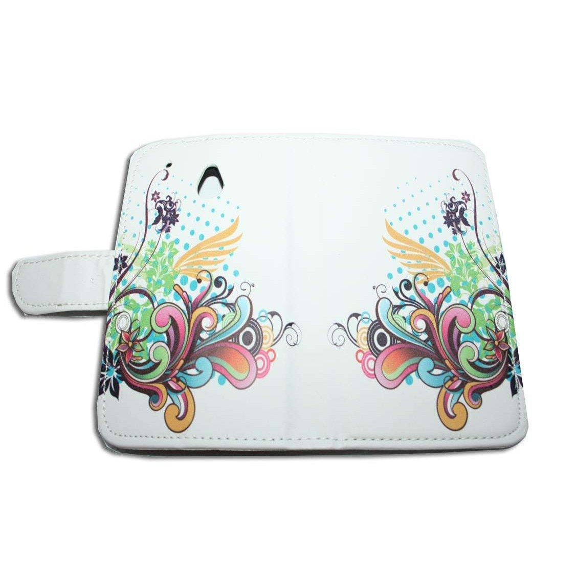 Husa HTC One Mini M4 model carte BEST FLOWERS din Piele ECO alba