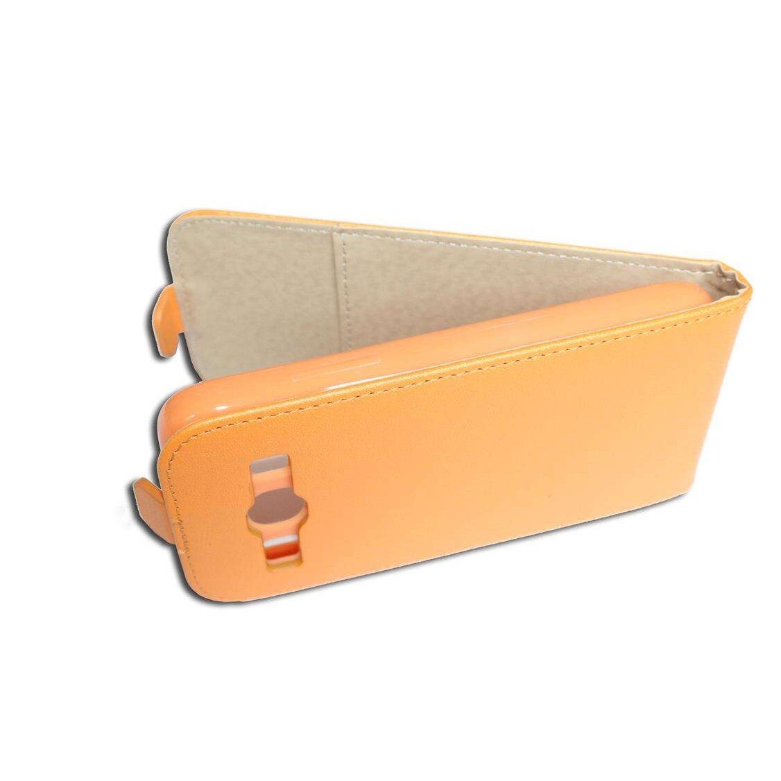 Husa Samsung Galaxy Core Plus G3500 model SLIM POCKET din Piele ECO orange