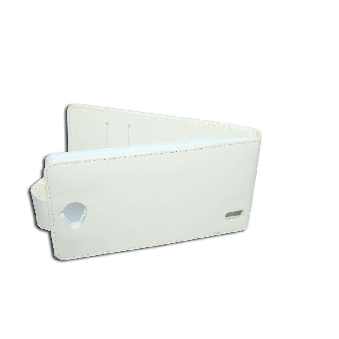 Husa Orange Yumo model FLIP din Piele ECO alba