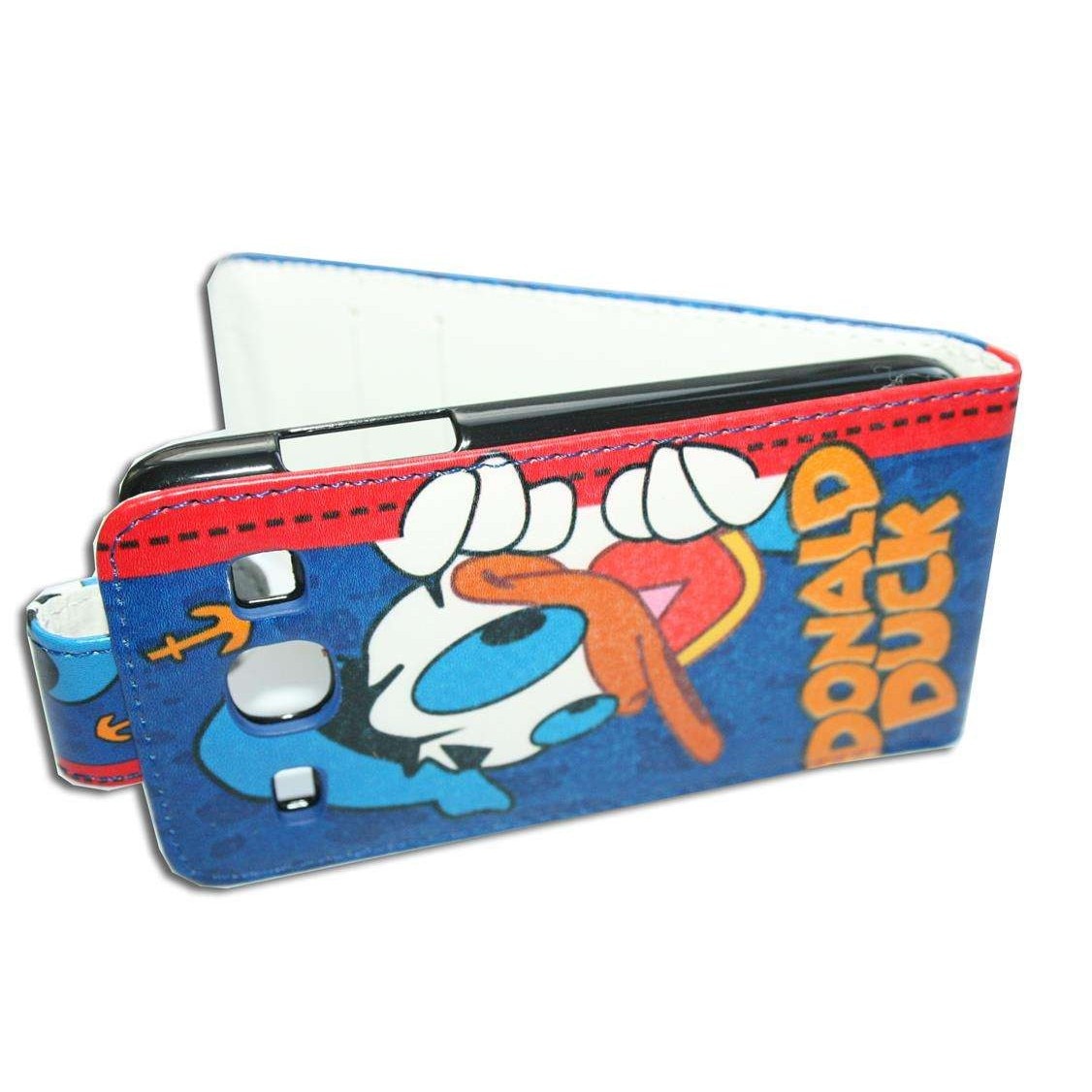 Husa Samsung Galaxy Core I8260 model BEST FLIP din Piele ECO cu Donald Duck