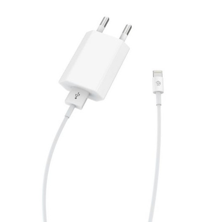 Комплект зарядно и кабел Devia за Apple, 2.1А, Бял