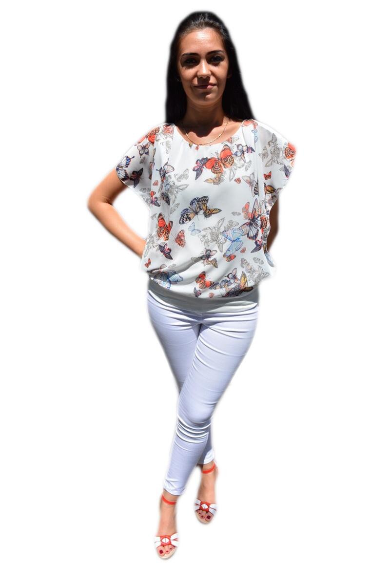 Bluze rafinata cu fluturasi,D&J Exclusive, Alb