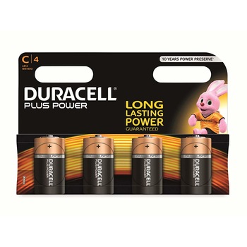 Baterii alcaline DURACELL Plus Power R14 C 1.5V 4 bucati/blister Baterii alcaline DURACELL Plus Power R14 C 1.5V 4 bucati/blister