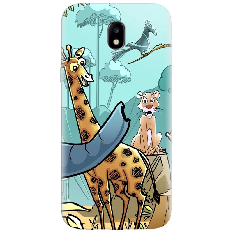 Husa silicon pentru Samsung Galaxy A7 2017, Children Drawings Elephants Giraffes Lions
