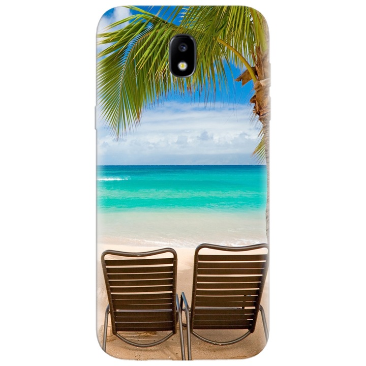 Силиконов кейс за Samsung Galaxy A7 2017, Beach Chairs Palm Tree Seaside