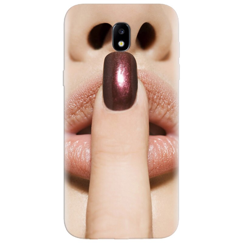 Husa silicon pentru Samsung Galaxy A7 2017, Finger Purple Nailpolish Girl Lips