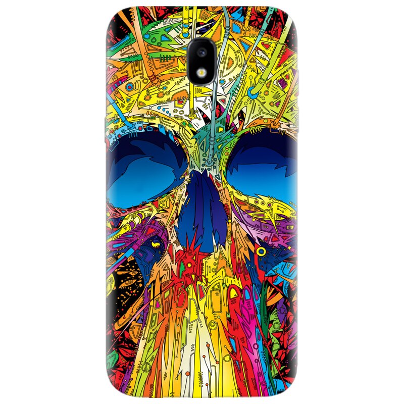 Husa silicon pentru Samsung Galaxy A7 2017, Abstract Multicolored Skull