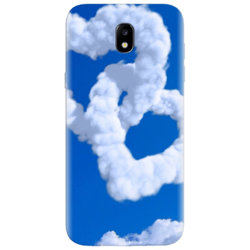 Husa silicon pentru Samsung Galaxy A7 2017, Heart Shaped Clouds Blue Sky