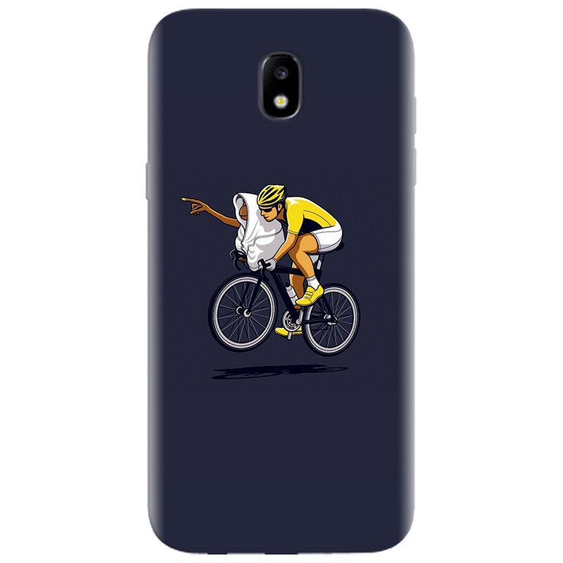 Husa silicon pentru Samsung Galaxy A7 2017, ET Riding Bike Funny Illustration